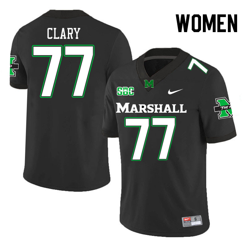 Women #77 Isaac Clary Marshall Thundering Herd SBC Conference College Football Jerseys Stitched-Blac